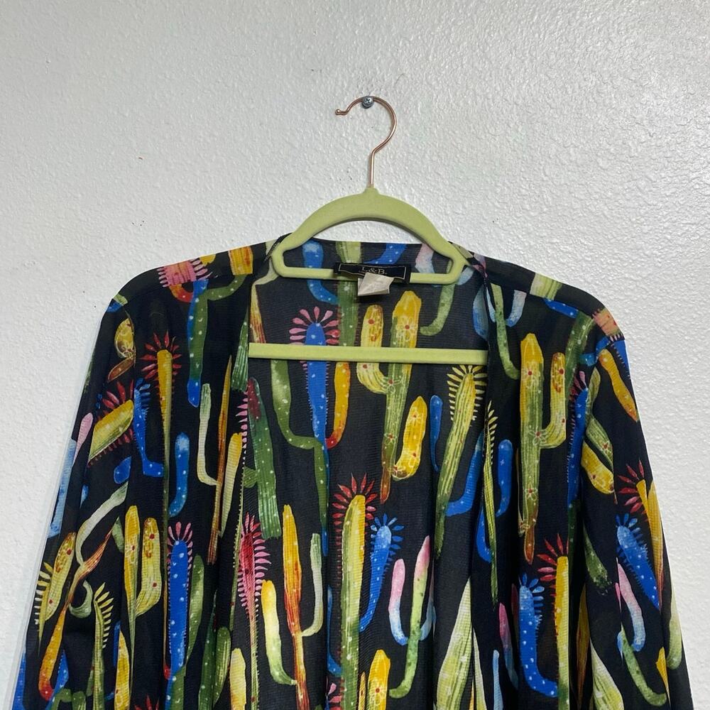 Lucky & Blessed Black Cactus Kimono Sz S - Picture 3 of 13